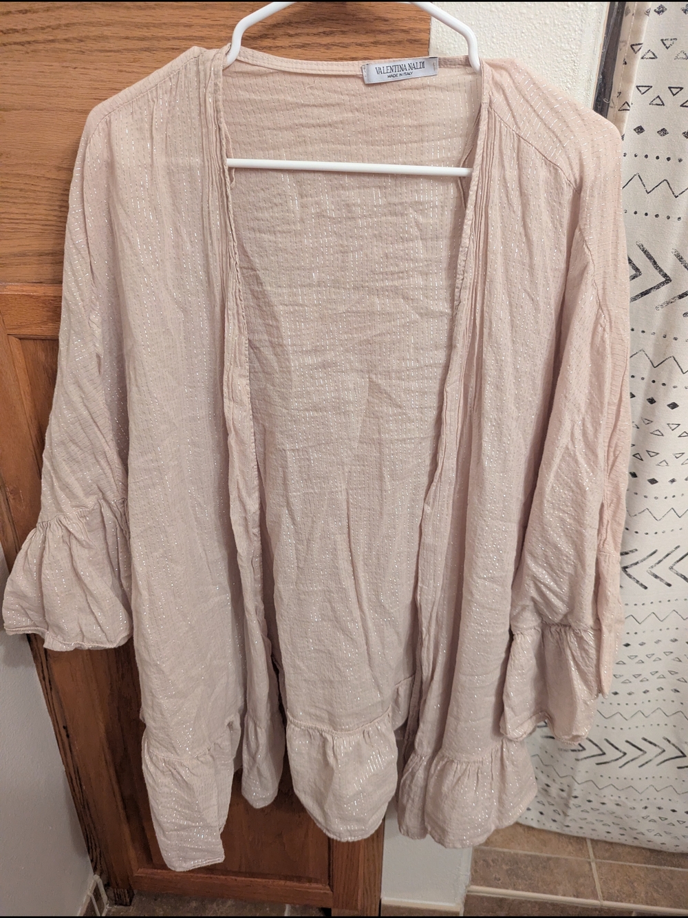 Valentina Soft Blush Sparkle Kimono Robe